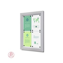 Vitrína Slim 4x A4, stříbrná, uzamykatelná, venkovní