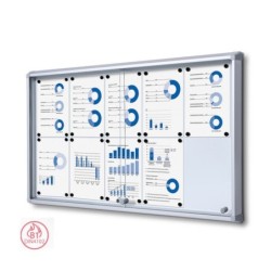 Vitrína SCSL 10xDIN A4, zaoblené bezpečnostní rohy, stříbrná, interiérová