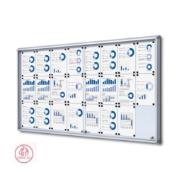 Vitrína SCSL 24xDIN A4, zaoblené bezpečnostní rohy, stříbrná, interiérová