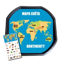 Mapa kontinenty vč. zvířat k vystřižení - podložka TUFF TRAY (MINI/MAXI)